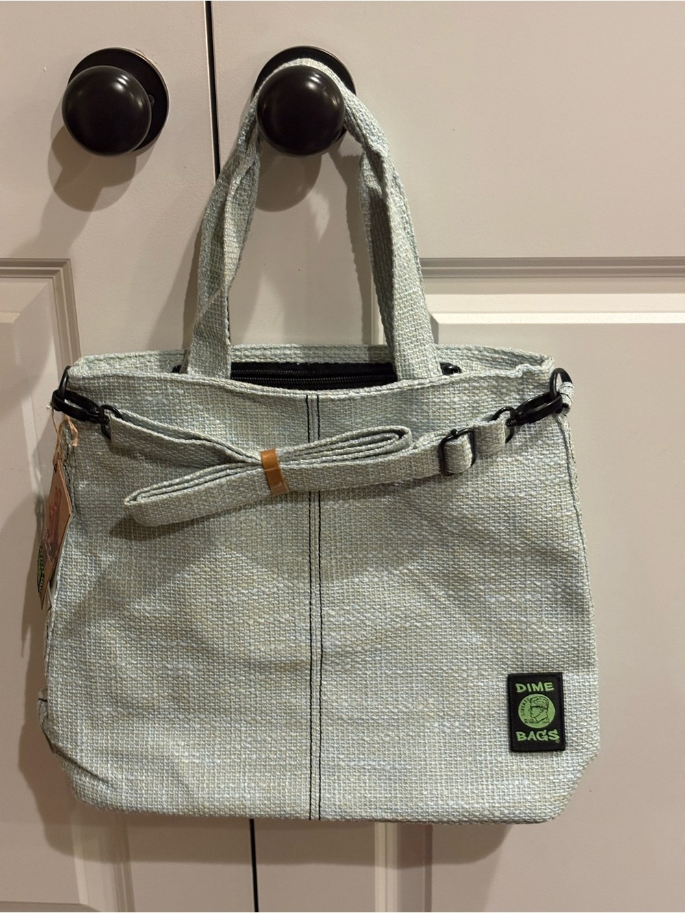 NEW Dime Bags Light Blue Urban Tote Bag 17" x 12" x 5" (Hemp/Polyester Mix) NWT
